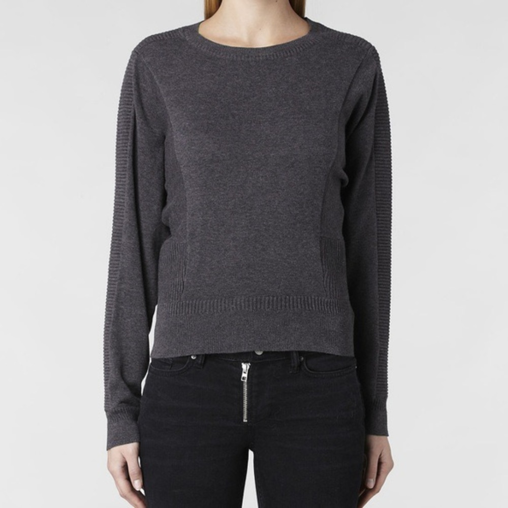 ALL SAINTS Tide Jumper Charcoal Dolman Slv Sweater